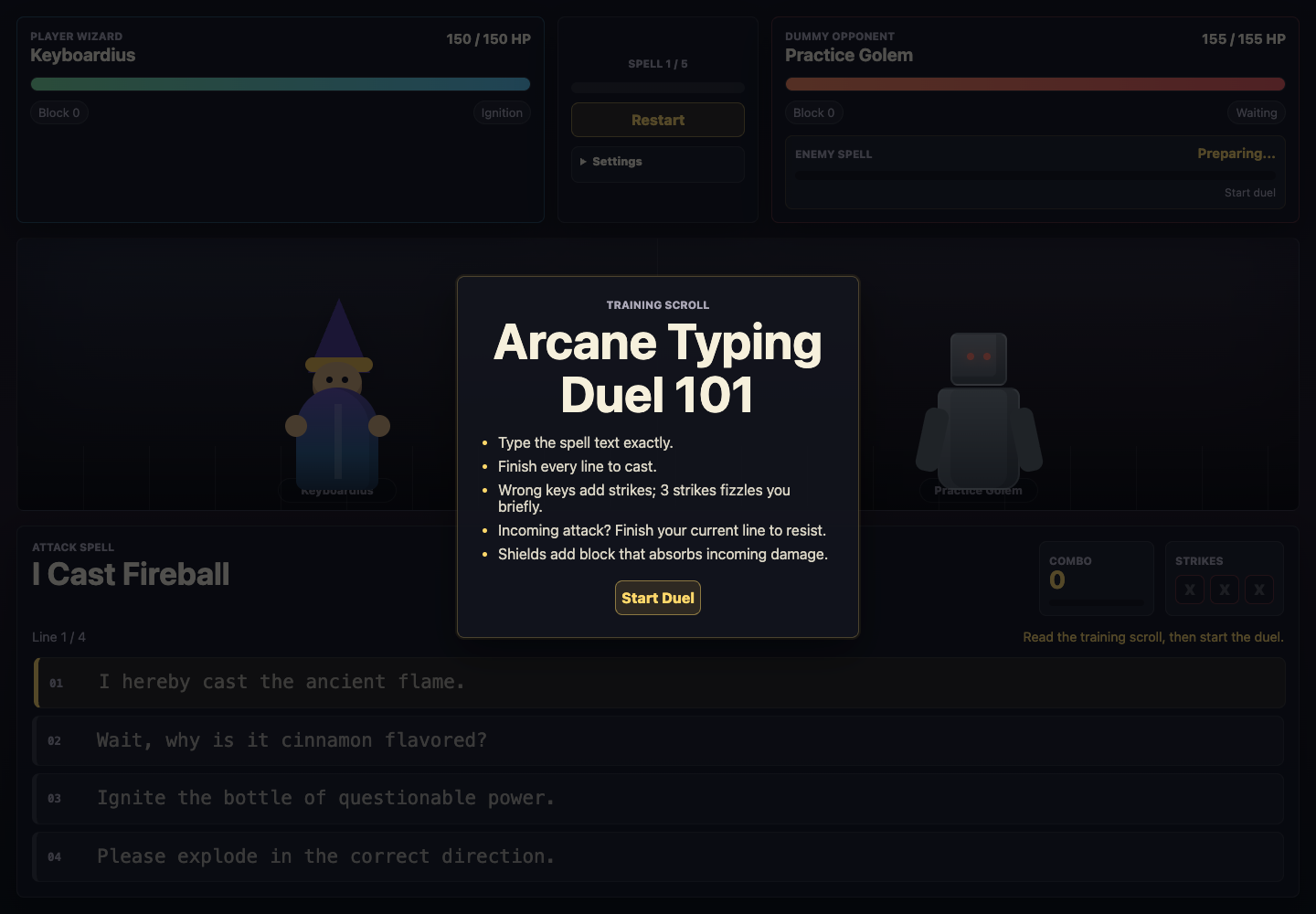 Typing Wizard Duel